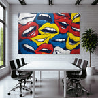 PopArt Lebendige Bunte Lippen Collage Von