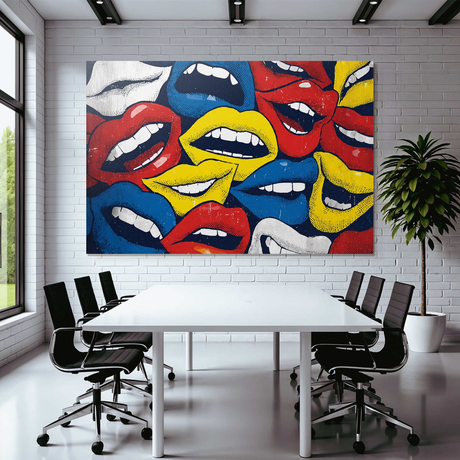 PopArt Lebendige Bunte Lippen Collage Von