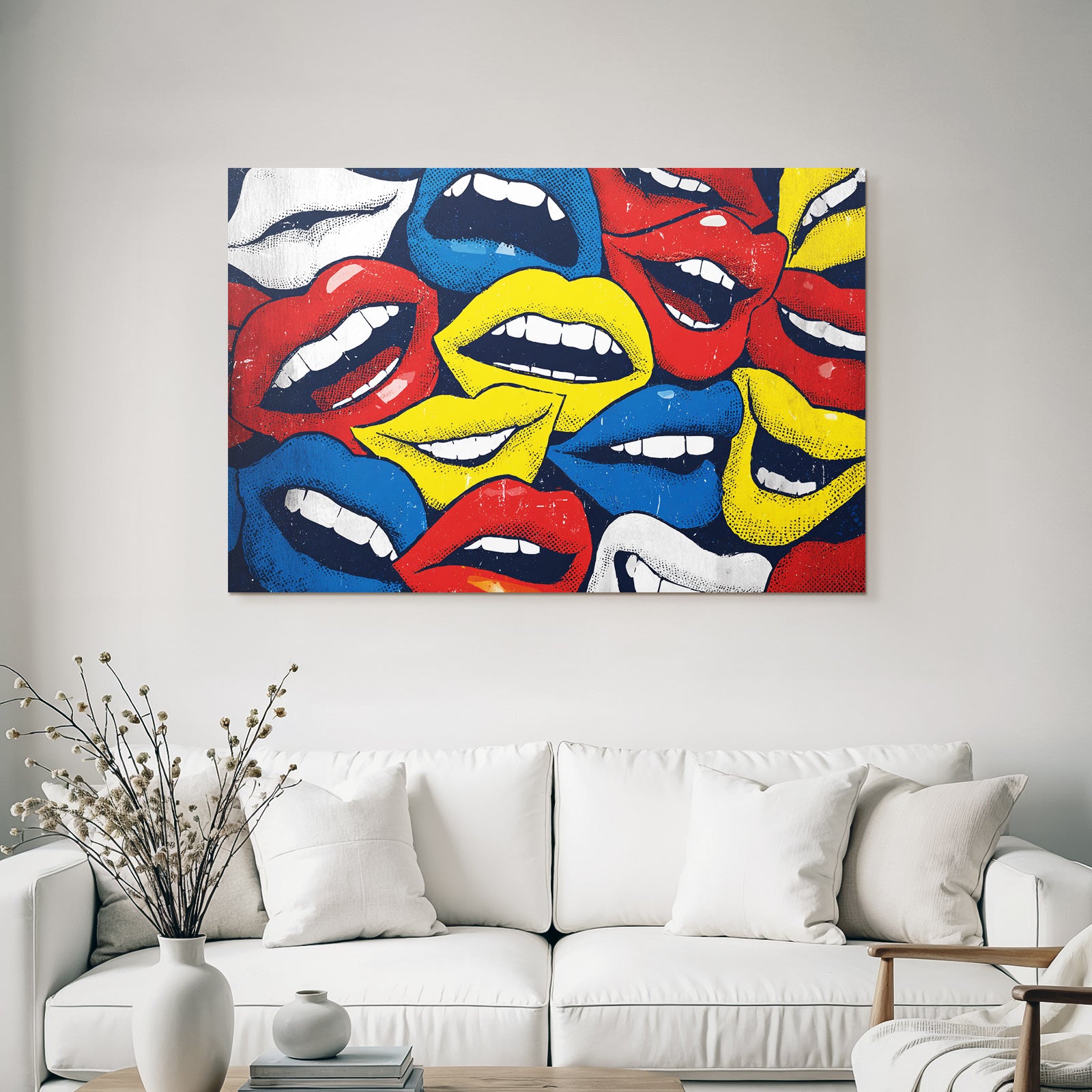PopArt Lebendige Bunte Lippen Collage Von