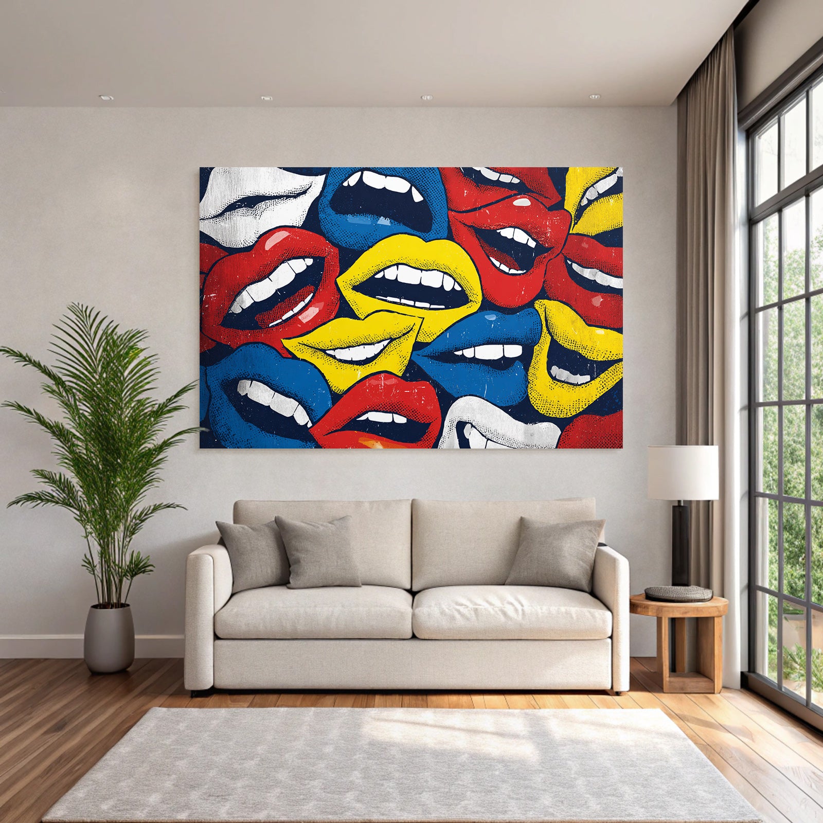 PopArt Lebendige Bunte Lippen Collage Von