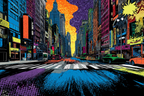 PopArt Lebhafte Stadtstrasse Comicbuchillustration | Pop Art | Stilrichtungen