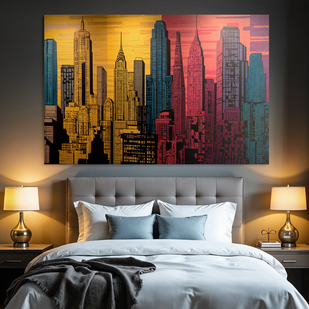 PopArt Moderne Stadtlandschaft Bunte Stadt Silhoütte