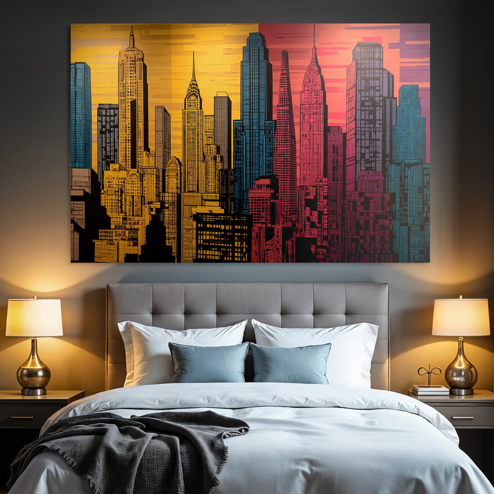 PopArt Moderne Stadtlandschaft Bunte Stadt Silhoütte