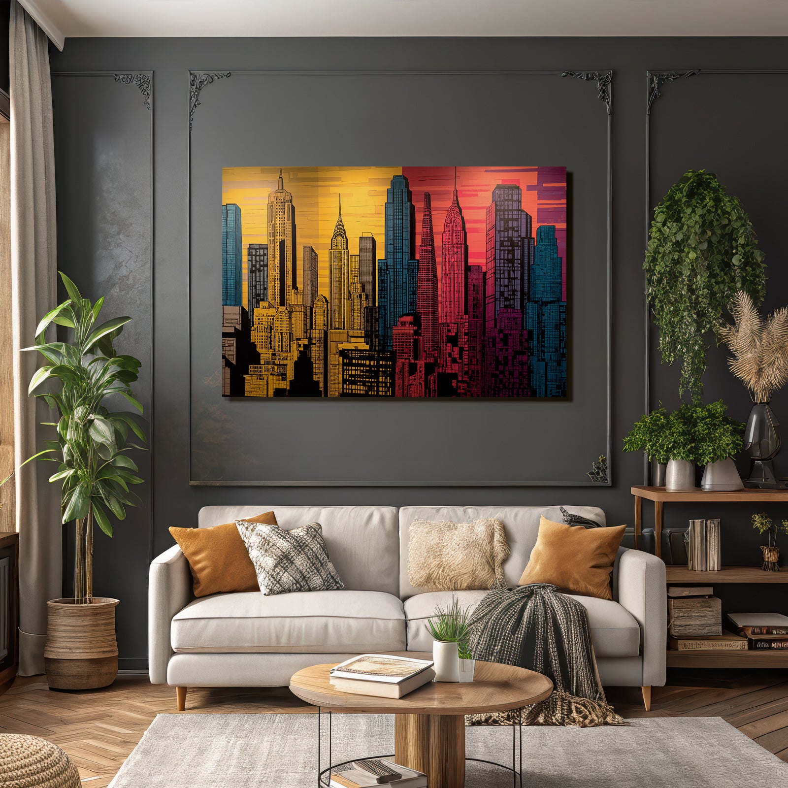 PopArt Moderne Stadtlandschaft Bunte Stadt Silhoütte