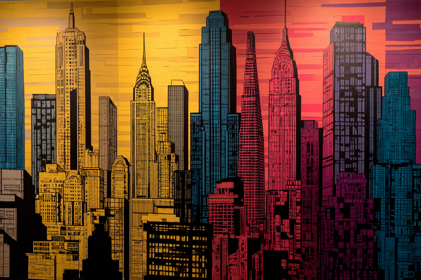 PopArt Moderne Stadtlandschaft Bunte Stadt Silhoütte | Pop Art | Stilrichtungen