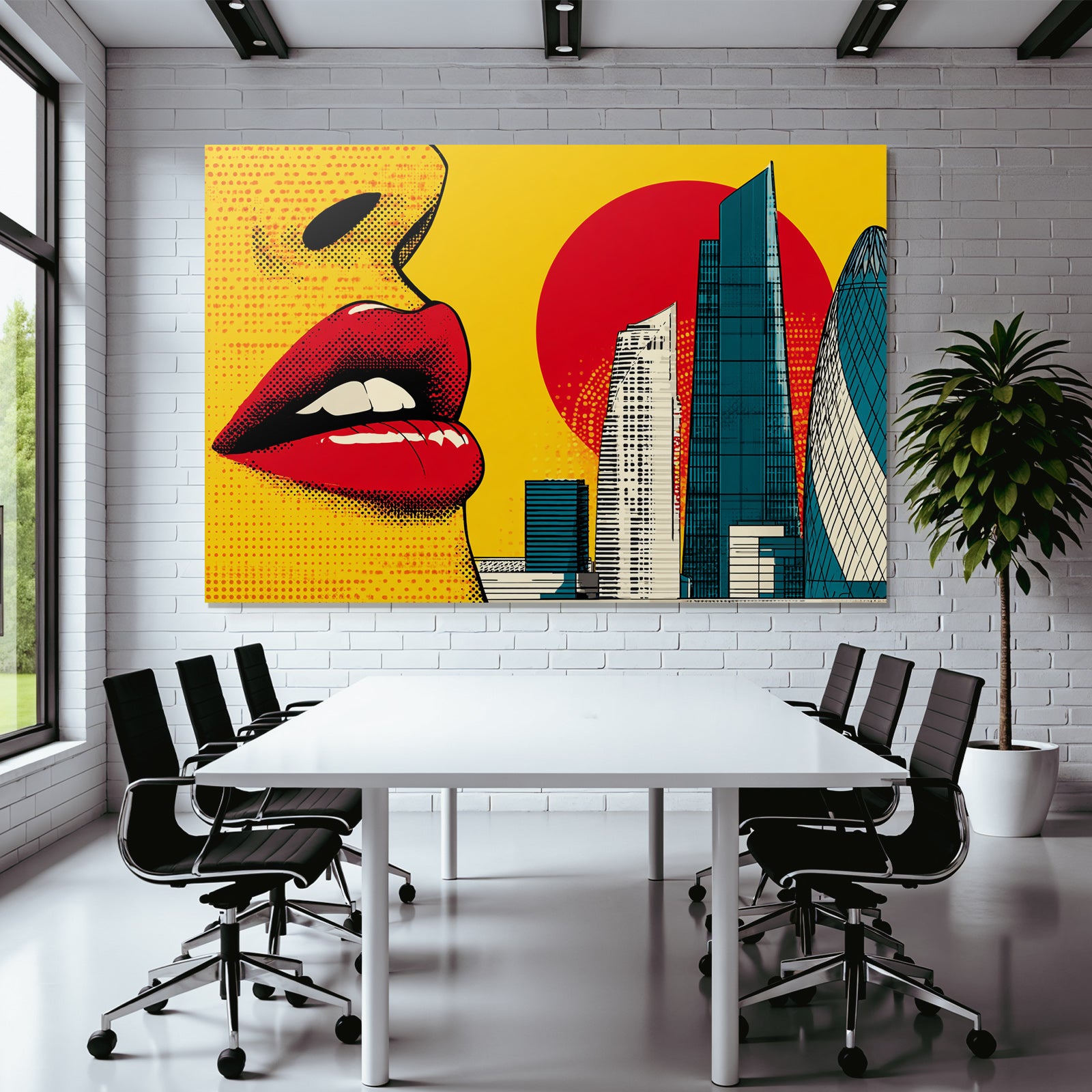 PopArt Nahaufnahme Lippen Frau Stadt Glamour
