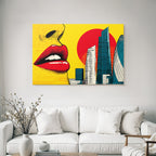 PopArt Nahaufnahme Lippen Frau Stadt Glamour