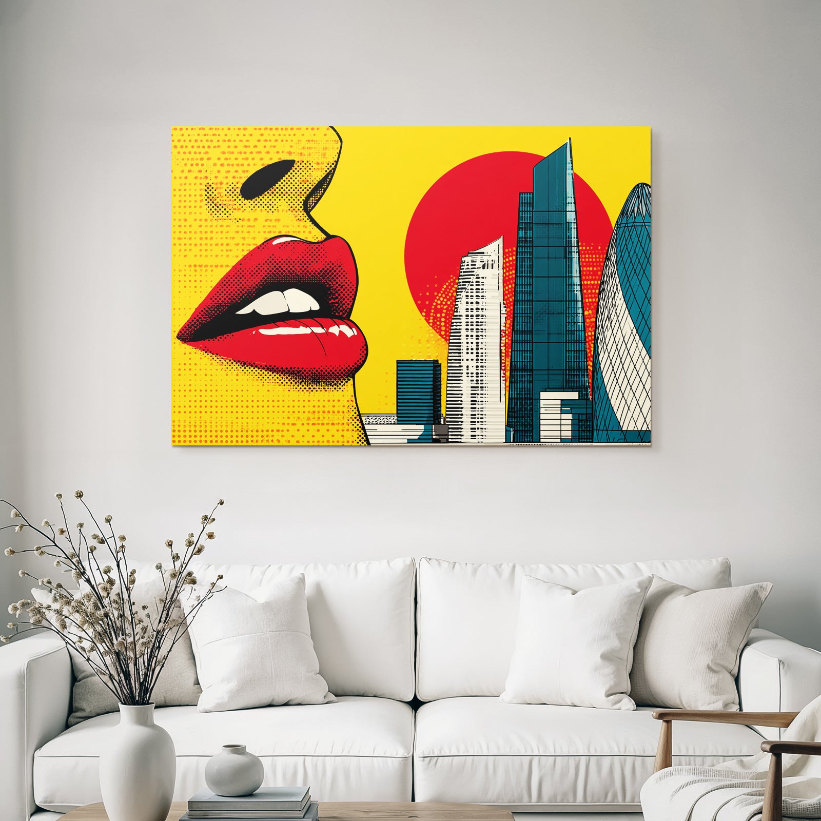 PopArt Nahaufnahme Lippen Frau Stadt Glamour