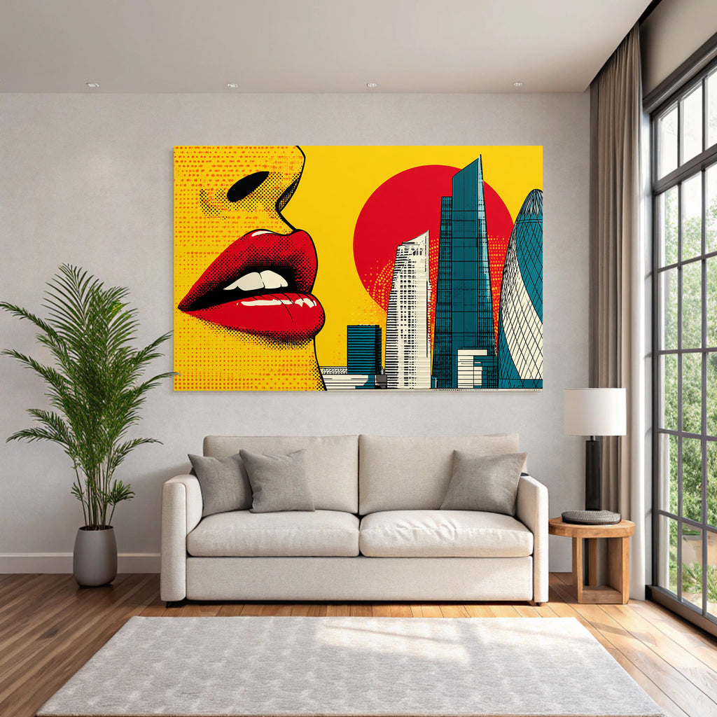 PopArt Nahaufnahme Lippen Frau Stadt Glamour