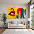 PopArt Nahaufnahme Lippen Frau Stadt Glamour