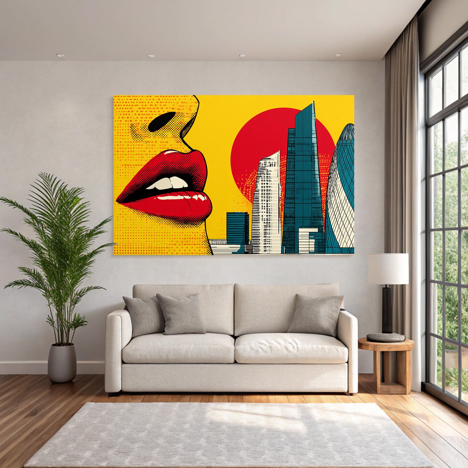 PopArt Nahaufnahme Lippen Frau Stadt Glamour