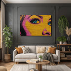 PopArt Nahaufnahme Mural Strassenkunst Stilisiertes Auge Und Gesicht Leuchtende Farben