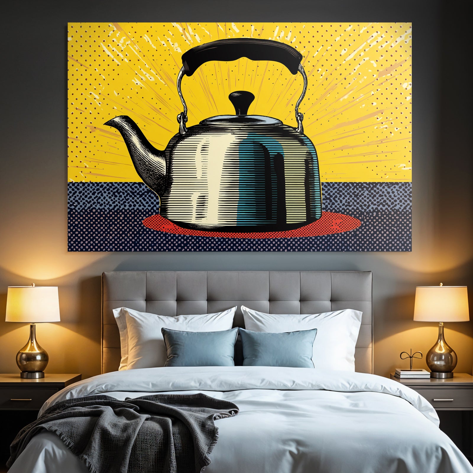 PopArt Retro Teekanne Von Dynamischem Gelb