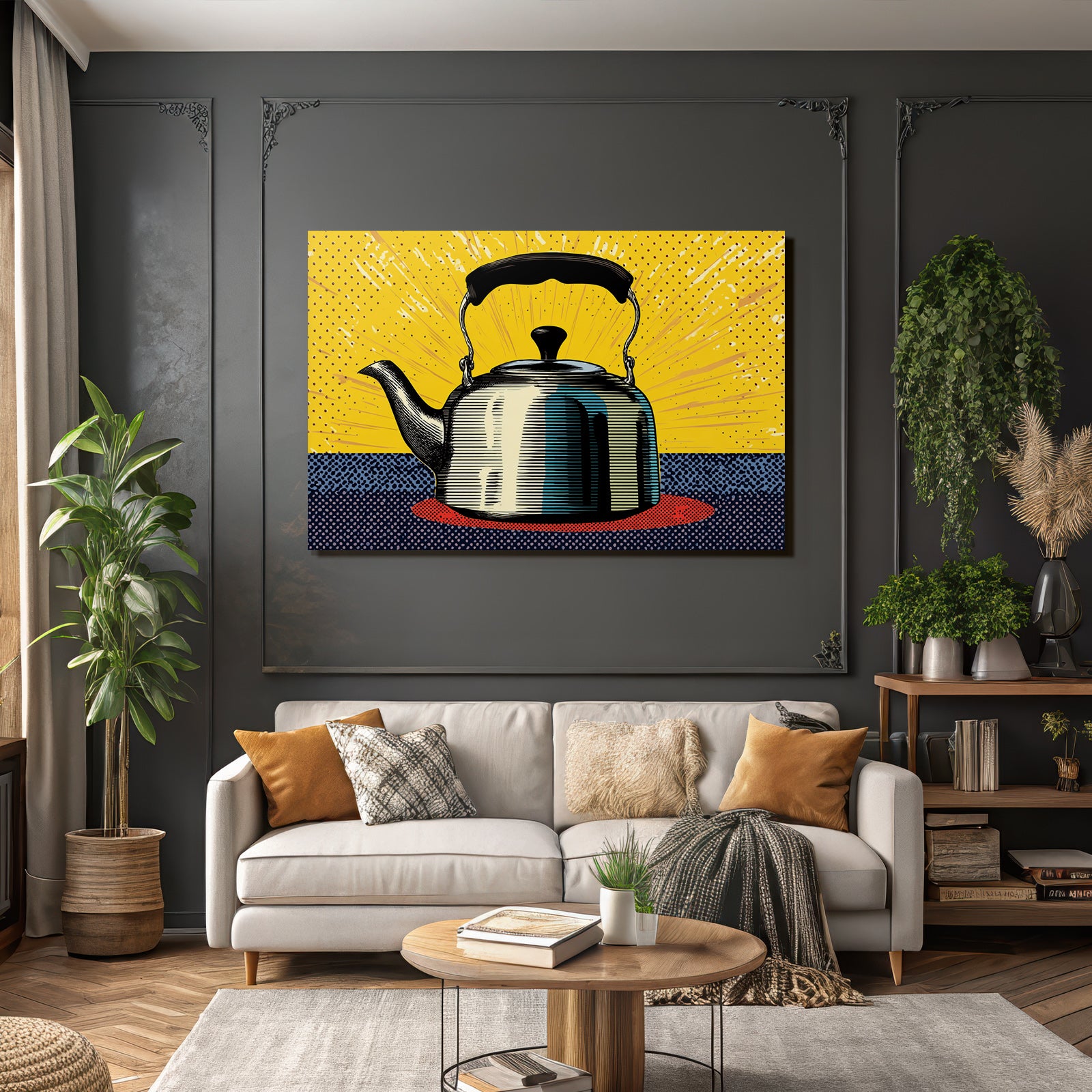 PopArt Retro Teekanne Von Dynamischem Gelb