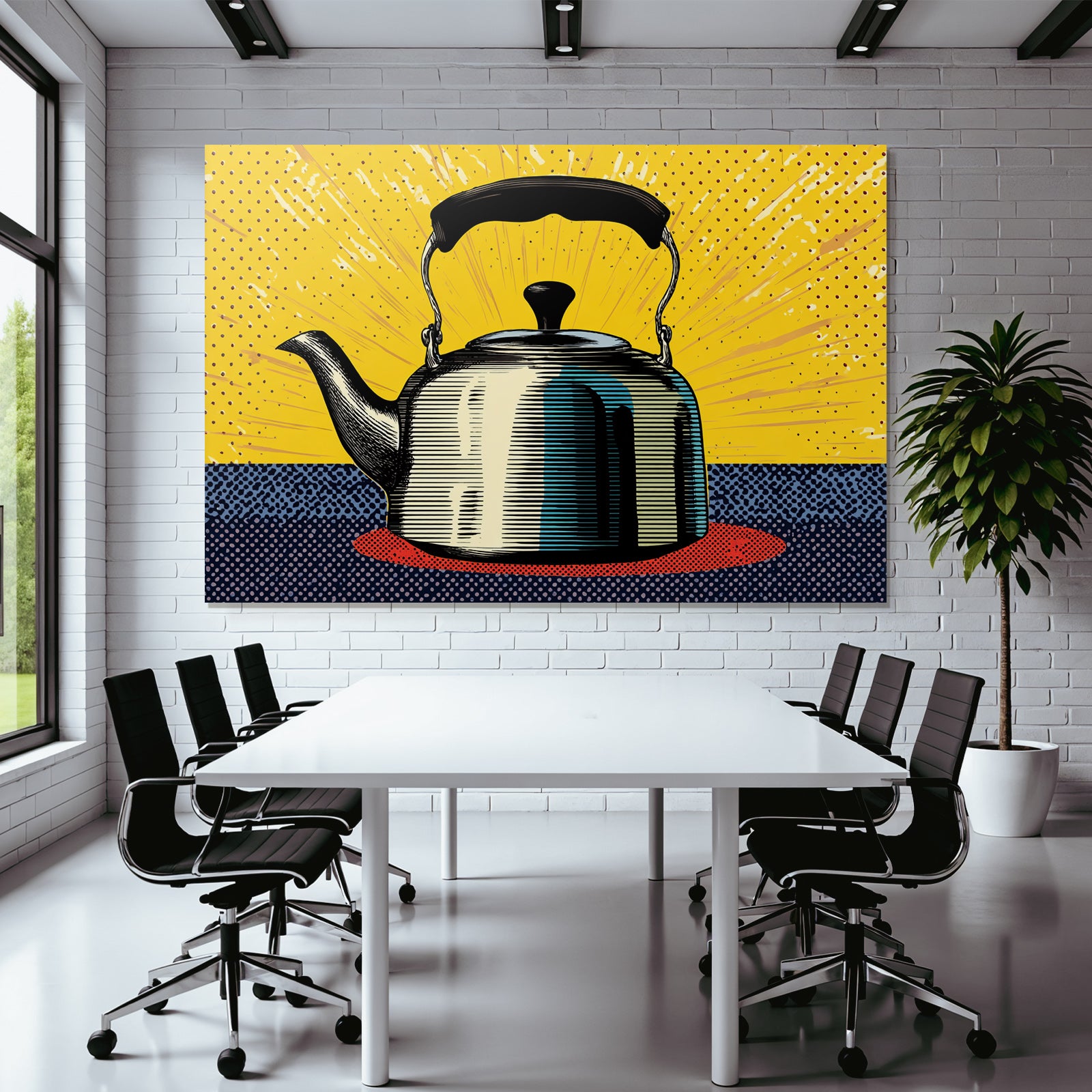 PopArt Retro Teekanne Von Dynamischem Gelb