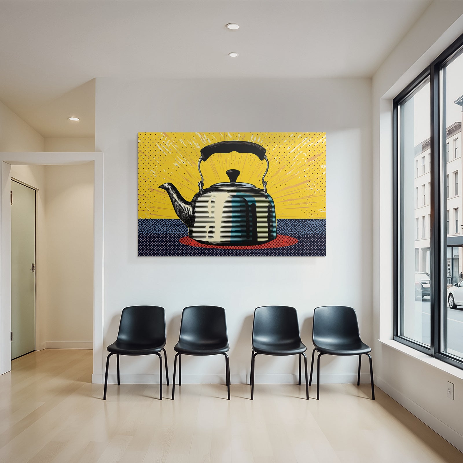 PopArt Retro Teekanne Von Dynamischem Gelb