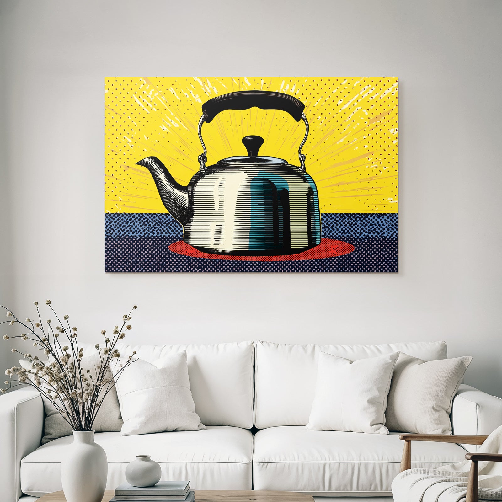 PopArt Retro Teekanne Von Dynamischem Gelb