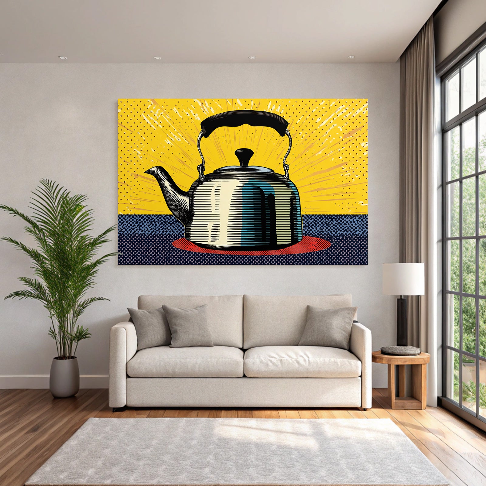 PopArt Retro Teekanne Von Dynamischem Gelb