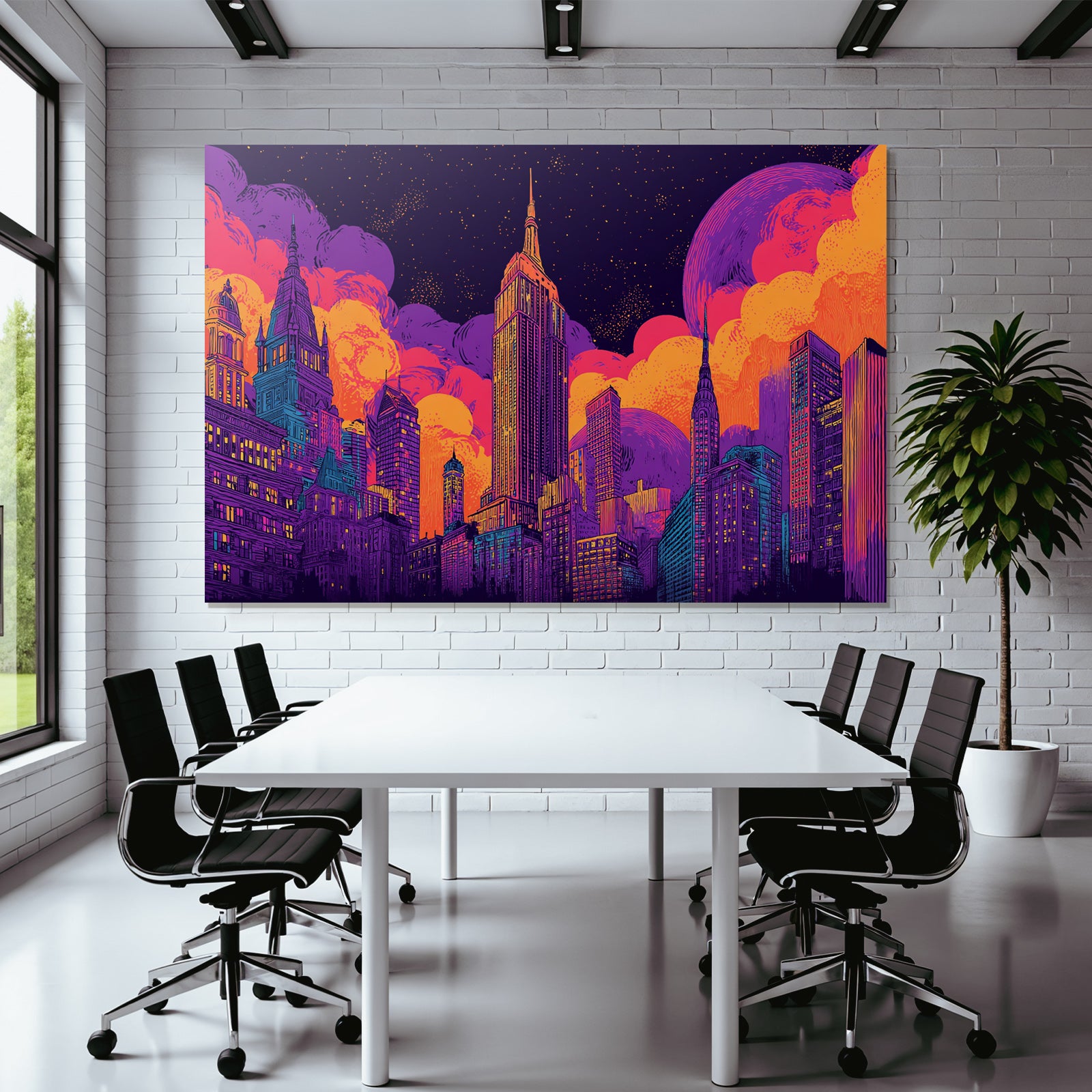 PopArt Stadtbild Wolkenkratzer Futuristische Traumlandschaft