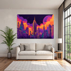 PopArt Stadtbild Wolkenkratzer Futuristische Traumlandschaft