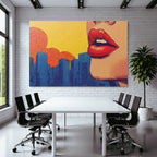 PopArt Stilisierte Damenlippen Stadt Sonnenuntergang