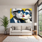 PopArt Zwei Figuren Mit Sonnenbrillen Grau Und Dunkelhaar Vintage Illustration