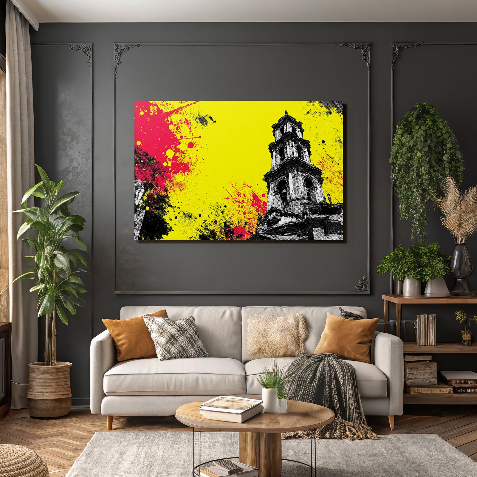 PopArt Farbenfroher Glockenturm Stil