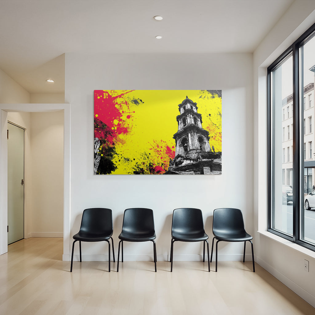 PopArt Farbenfroher Glockenturm Stil