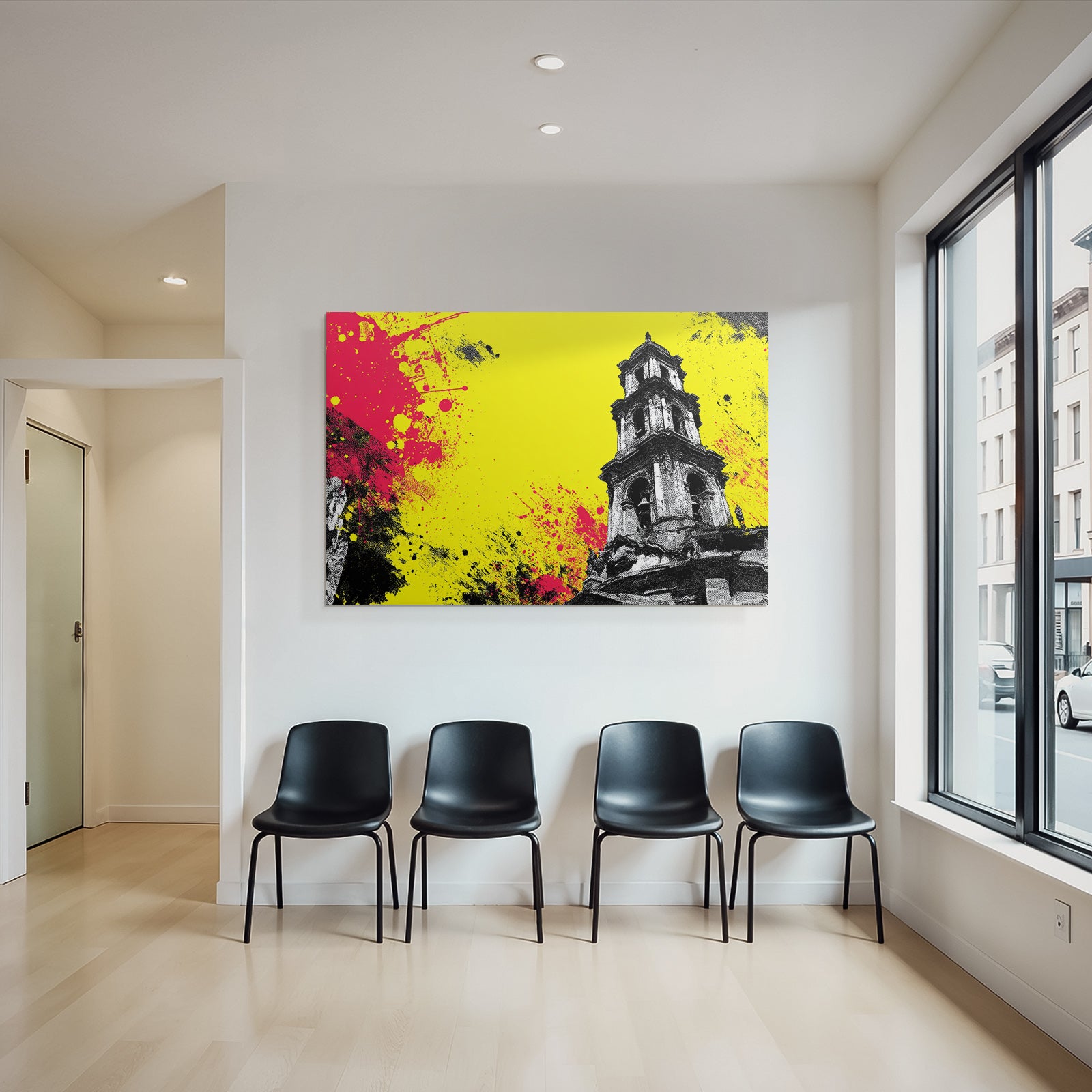 PopArt Farbenfroher Glockenturm Stil
