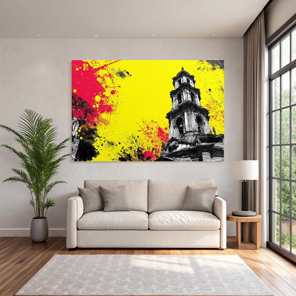 PopArt Farbenfroher Glockenturm Stil
