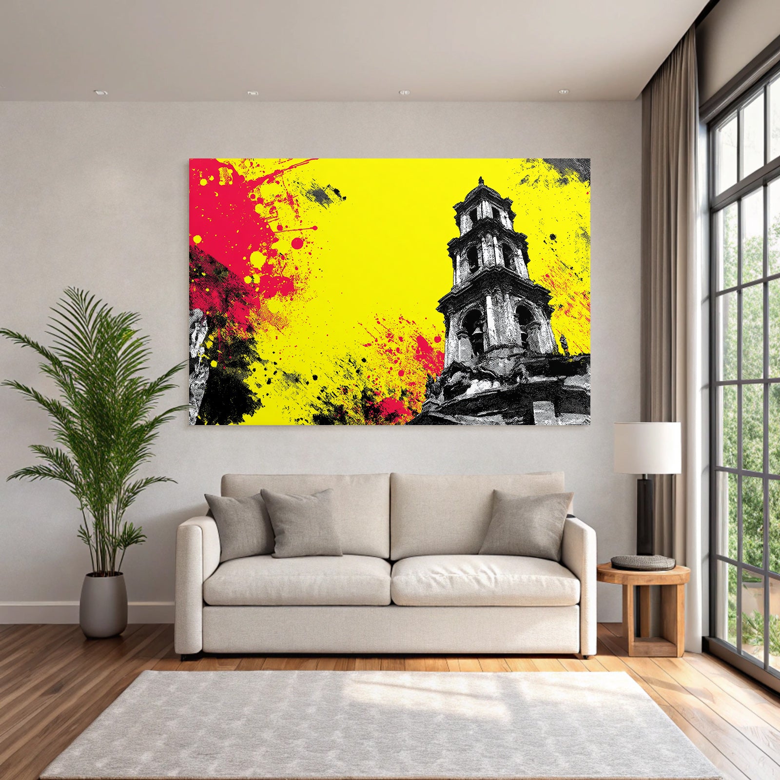 PopArt Farbenfroher Glockenturm Stil