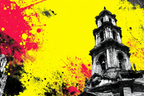 PopArt Farbenfroher Glockenturm Stil | Pop Art | Stilrichtungen