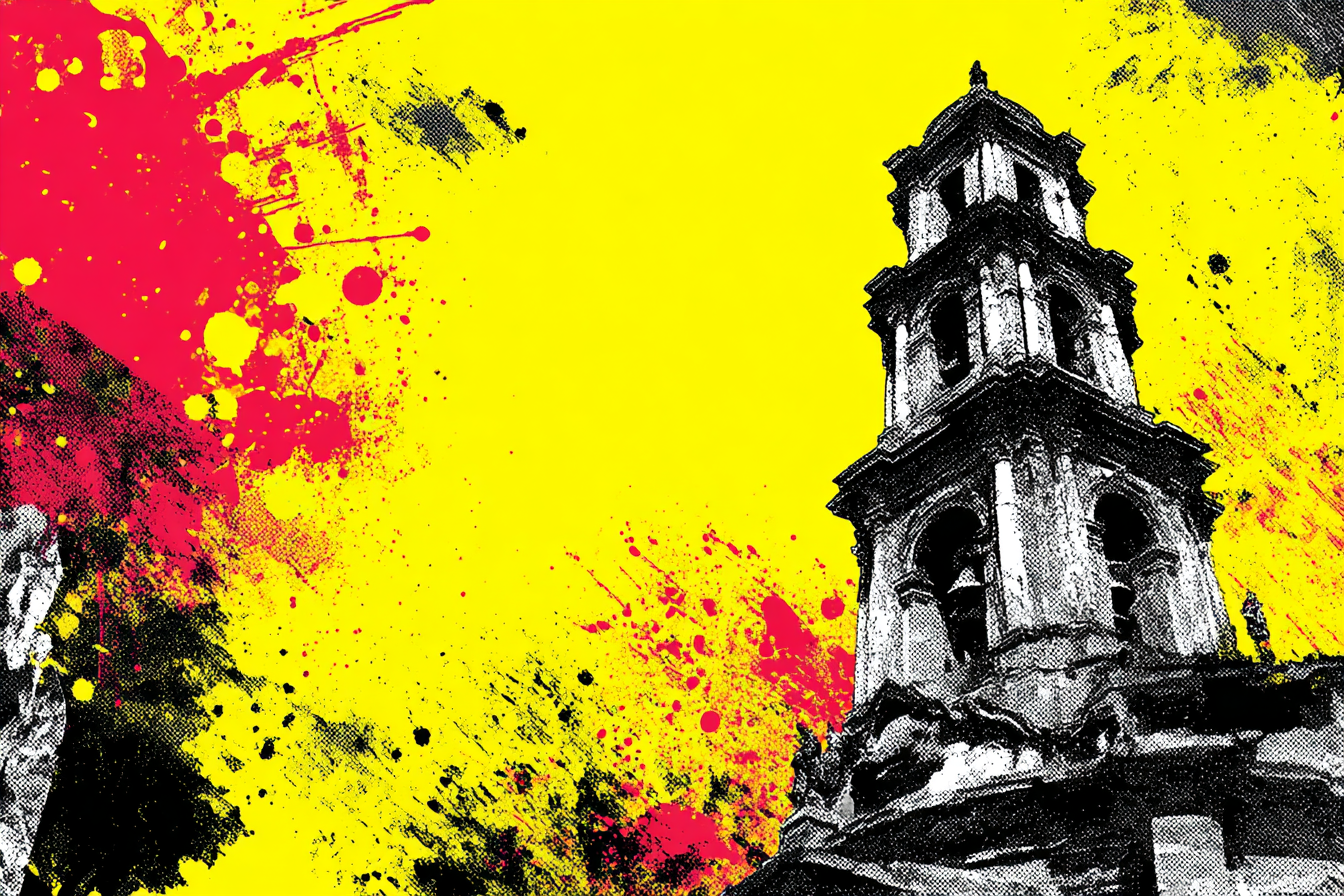 PopArt Farbenfroher Glockenturm Stil | Pop Art | Stilrichtungen