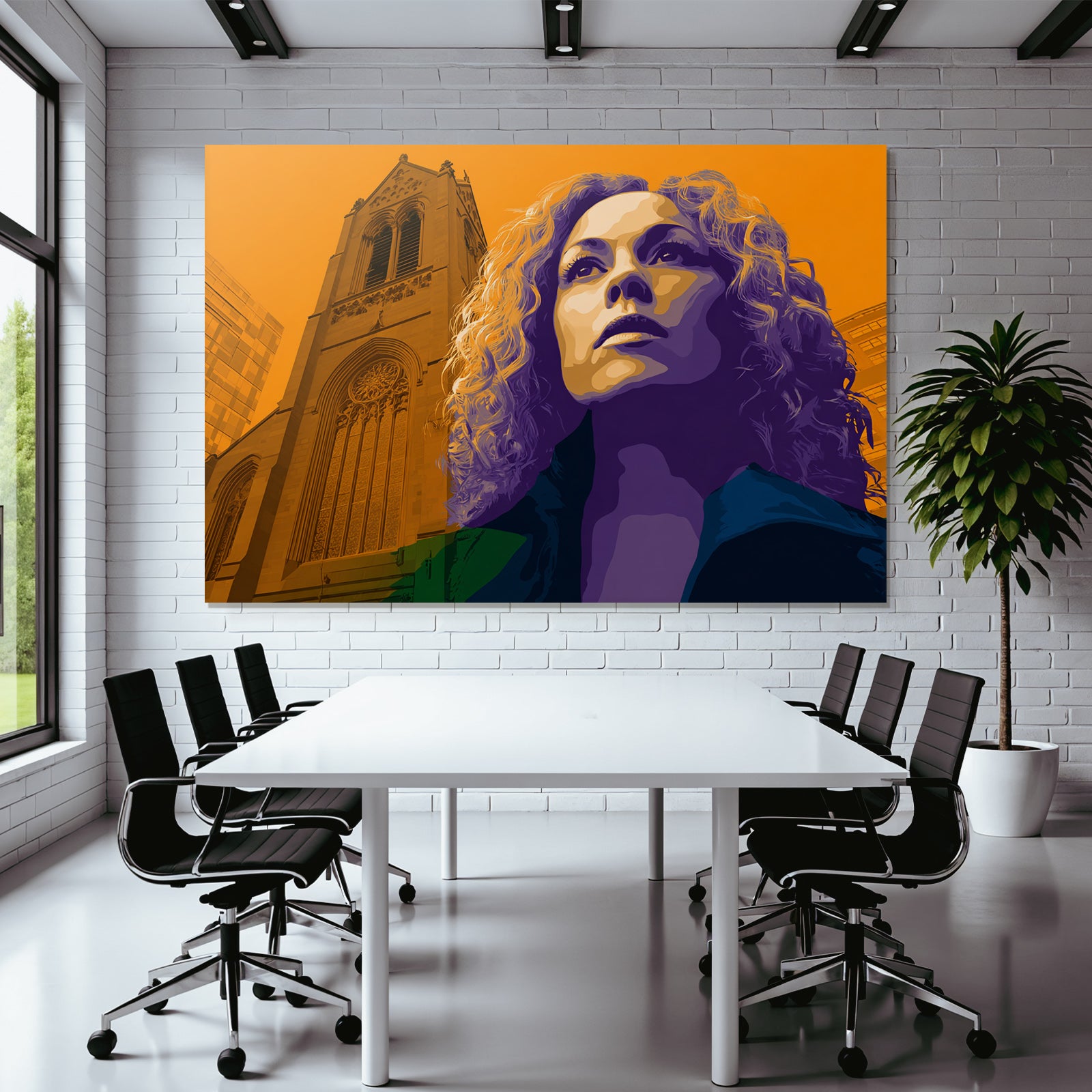 PopArt Person Die Hinauf Blickt Vor Kathedrale In Modernen Farben