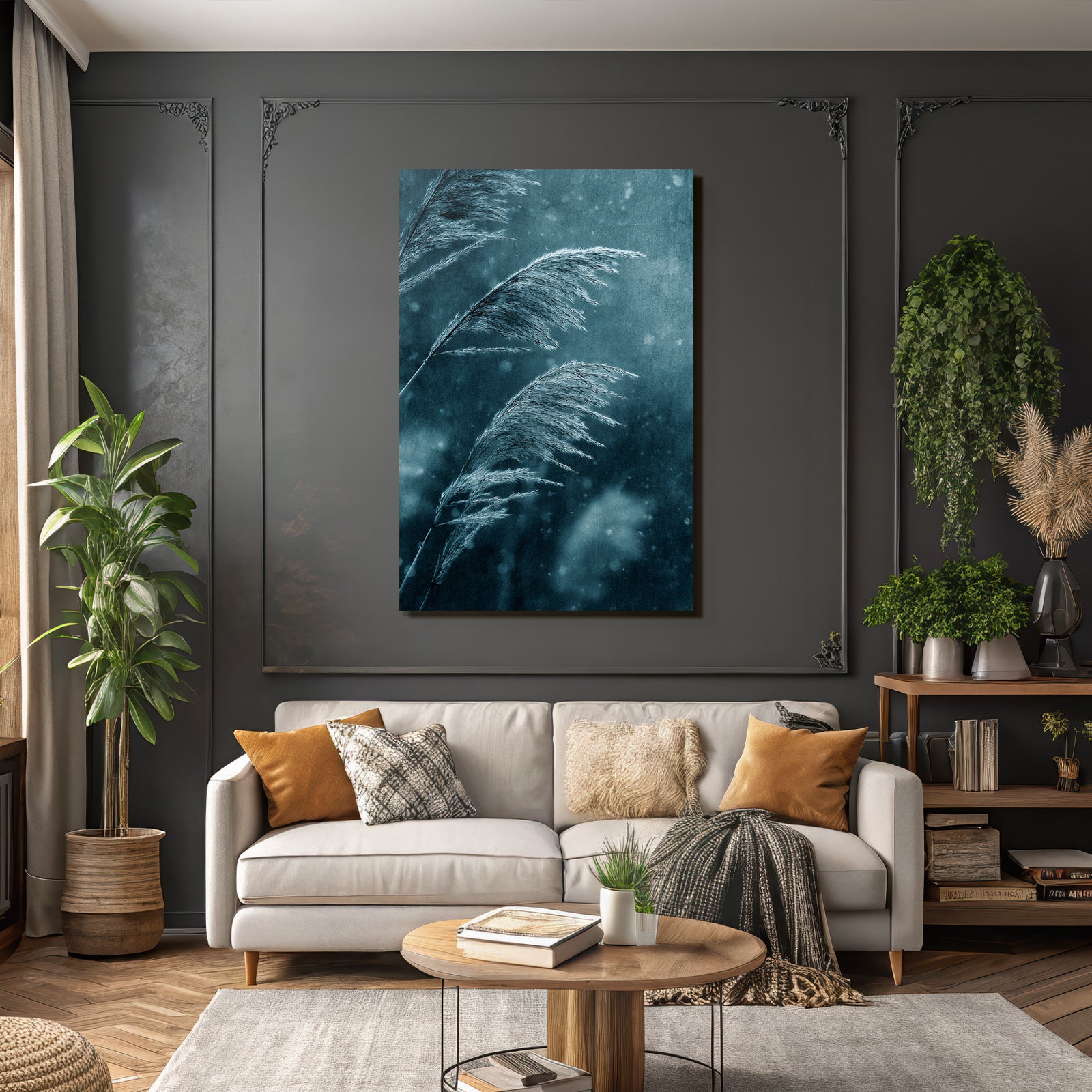 Blaue Gräser Im Wind