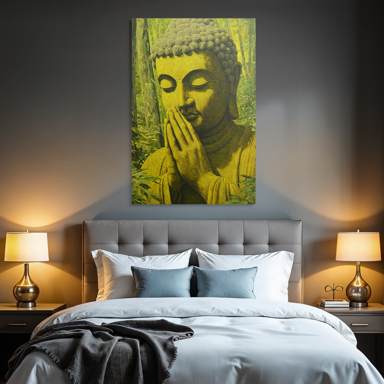 Buddha Im Gebet In Grüner Umgebung