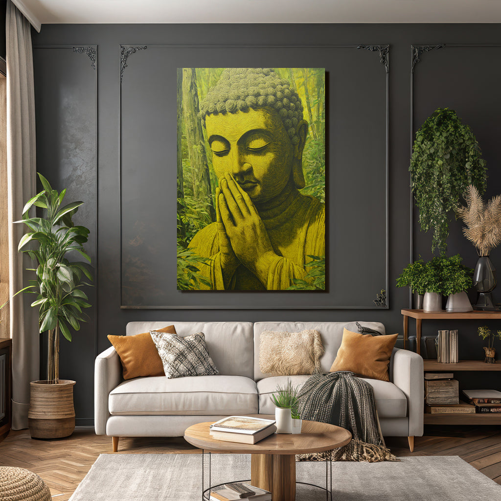 Buddha Im Gebet In Grüner Umgebung