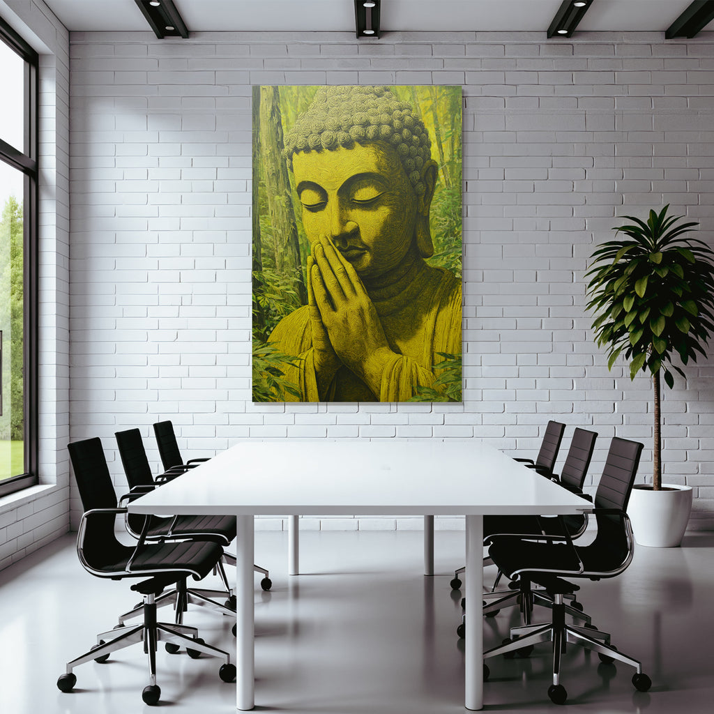 Buddha Im Gebet In Grüner Umgebung
