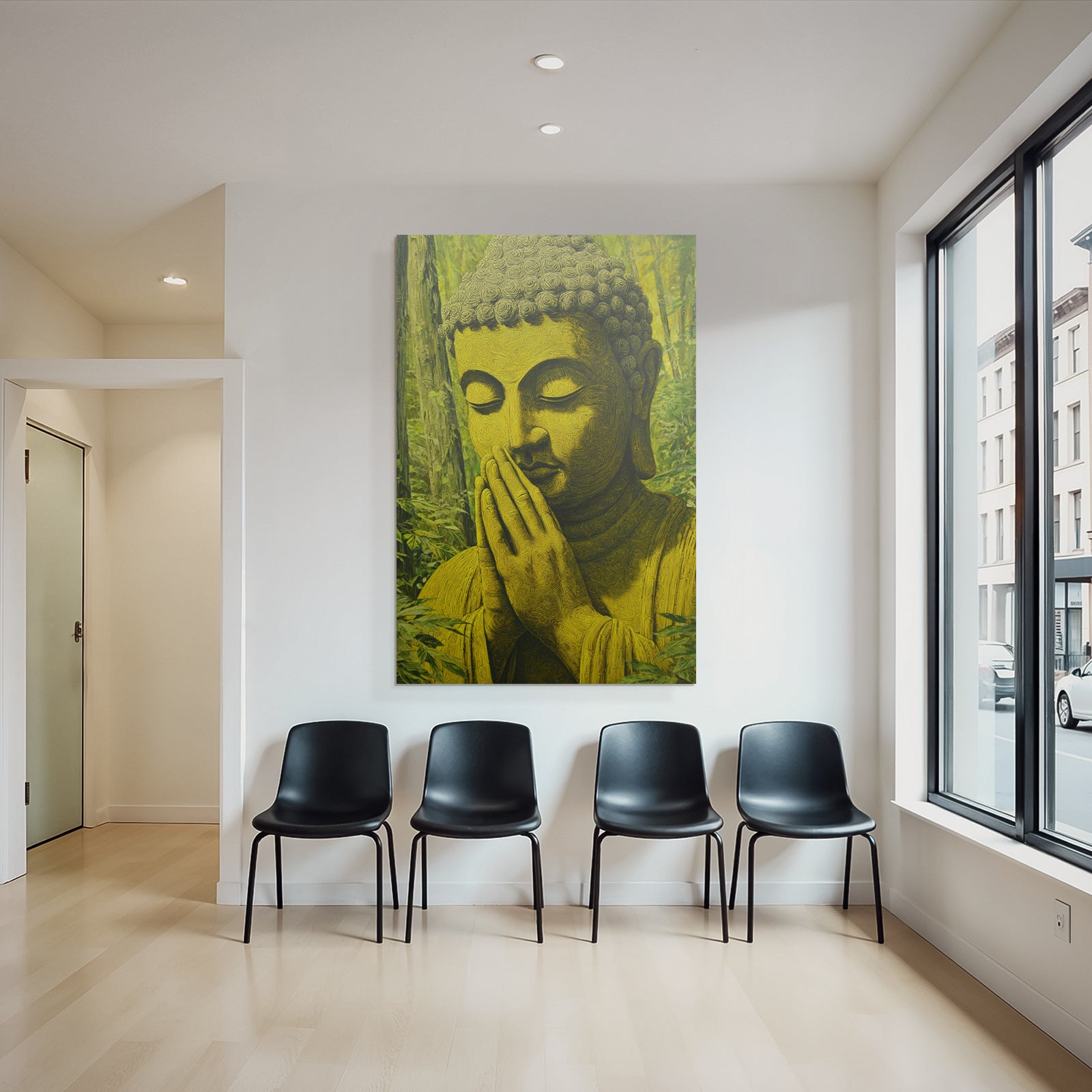 Buddha Im Gebet In Grüner Umgebung