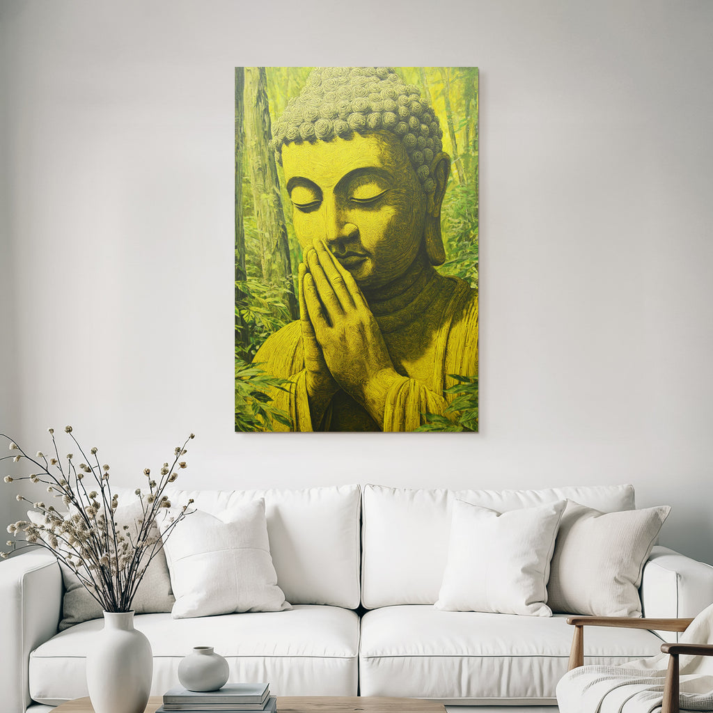 Buddha Im Gebet In Grüner Umgebung