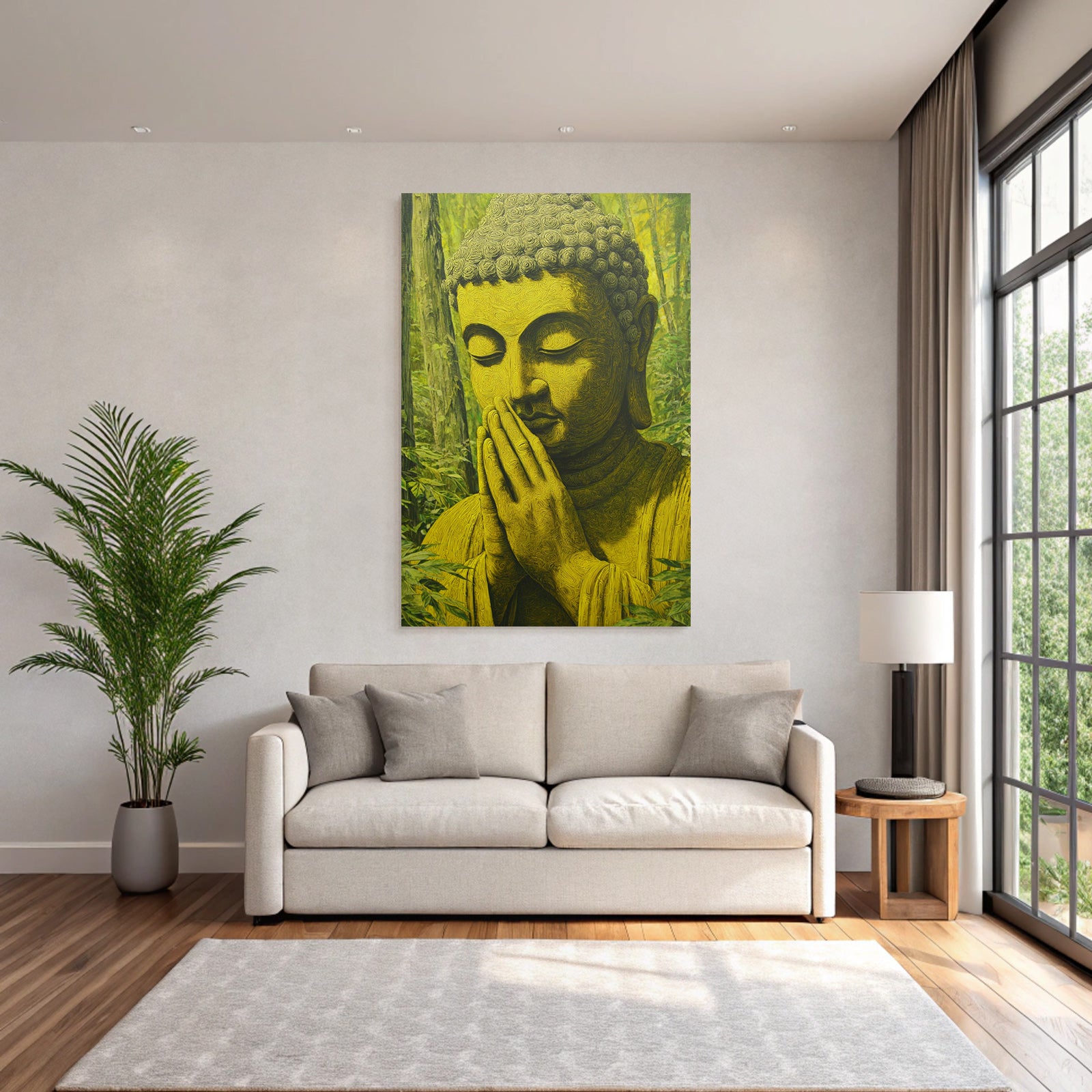 Buddha Im Gebet In Grüner Umgebung