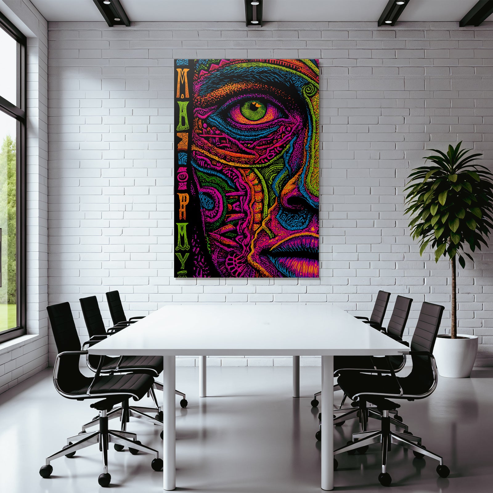Buntes Kunstvolles Gesichtsmotiv Mit Fantastischen Mustern