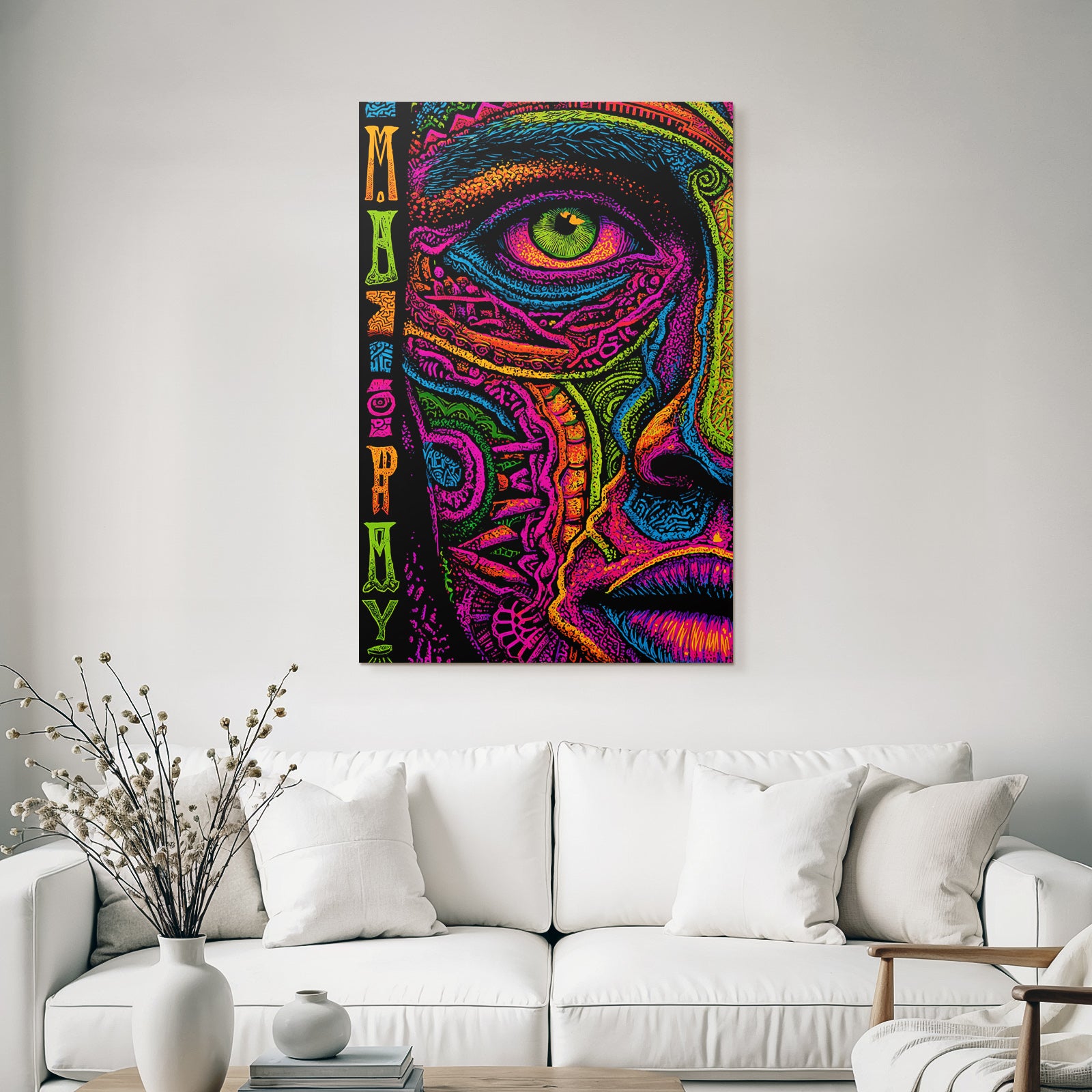 Buntes Kunstvolles Gesichtsmotiv Mit Fantastischen Mustern