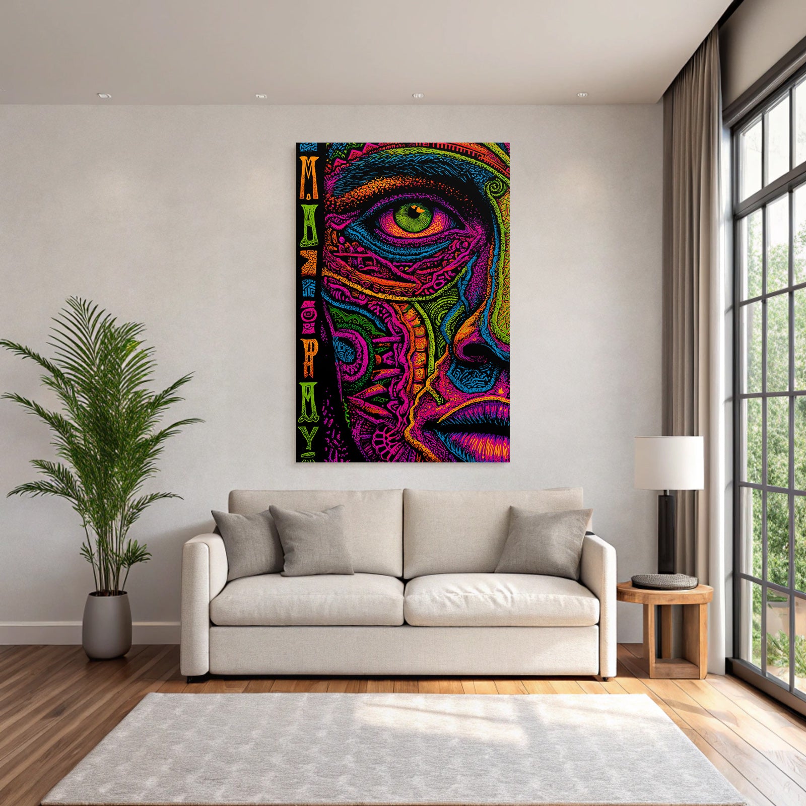Buntes Kunstvolles Gesichtsmotiv Mit Fantastischen Mustern
