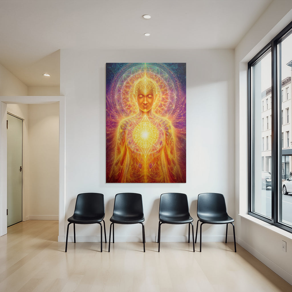 Erleuchtete Menschliche Figur Mit Chakra Energie