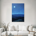 Friedliche Nachtlandschaft Mit Mond Im Sternenhimmel