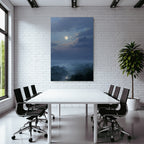 Friedliche Nächtliche Landschaft Mit Vollmond Und Spiegelndem Fluss