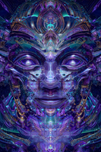 Futuristisches Abstraktes Gesicht In Lila Und Blau | Psychedelische Kunst | Stilrichtungen
