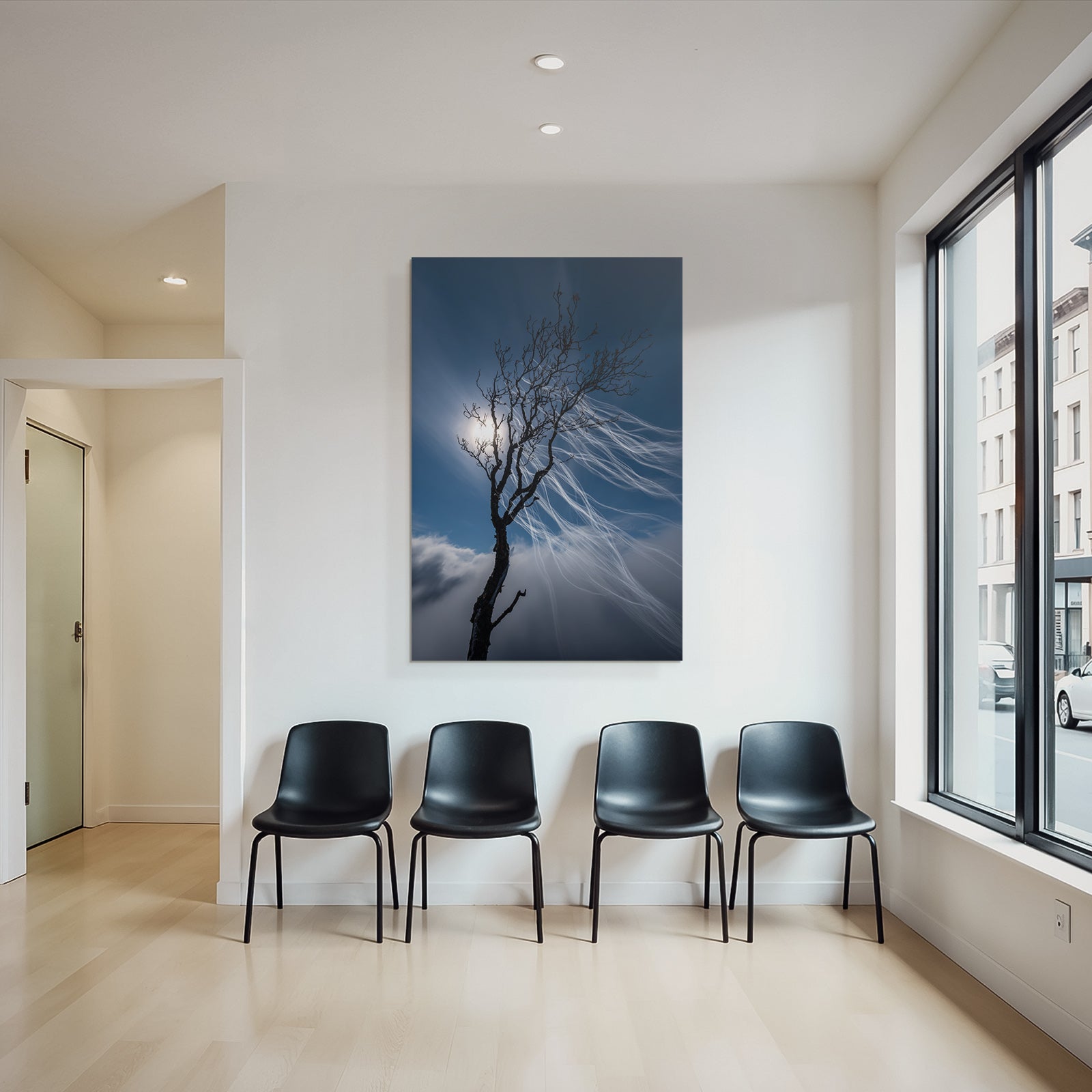 Magischer Baum Silhoütte Vor Dramatischen Wolken