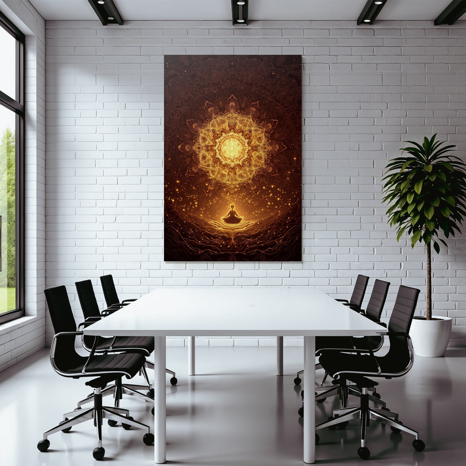 Meditierender Mensch Vor Leuchtendem Goldenen Mandala